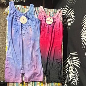 Lot of 2 Zaclotre Girls Gymnastics Ballet Dance Leotards Sparkly Diamond 1 Piece